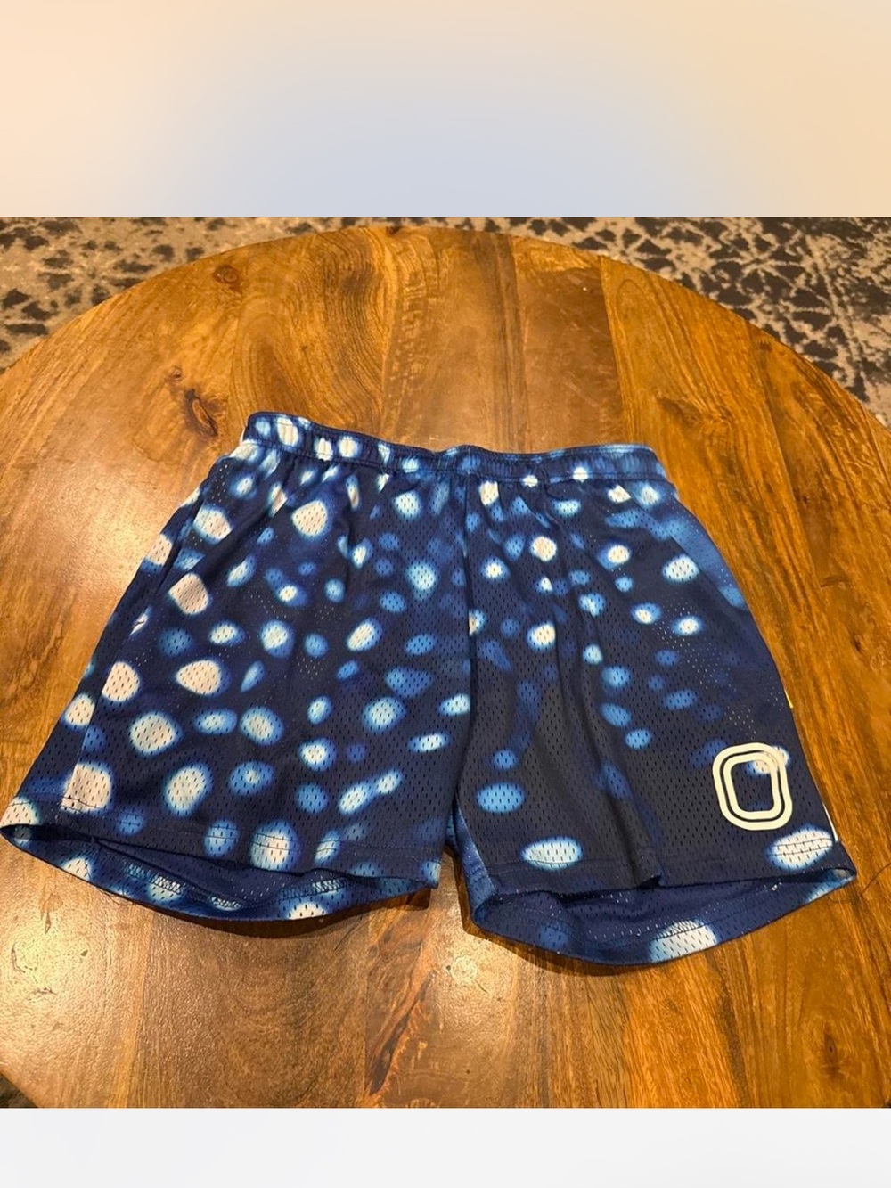 Men's Blue Spot-Print Athletic Mesh Shorts
